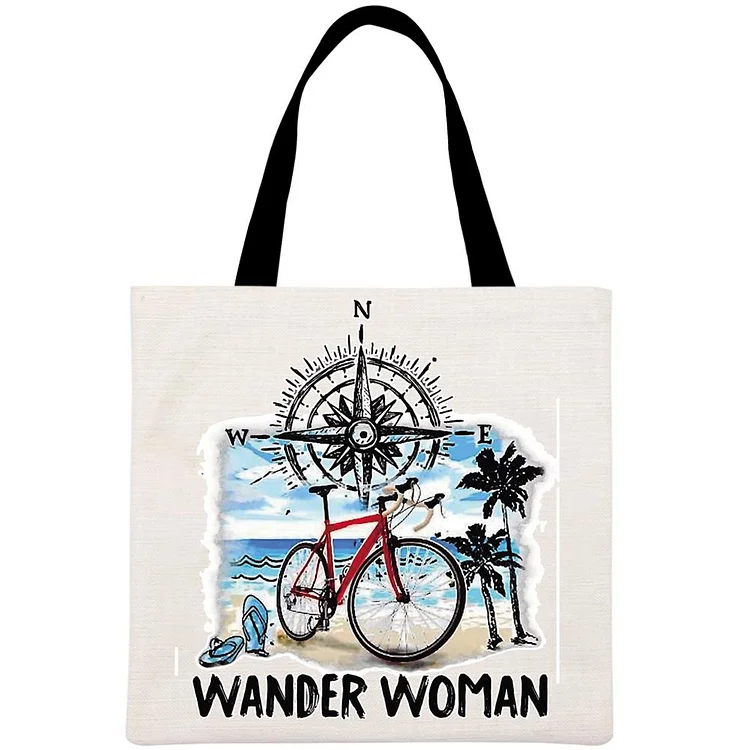 Wander Woman Exploring Go Outside Printed Linen Bag-Annaletters