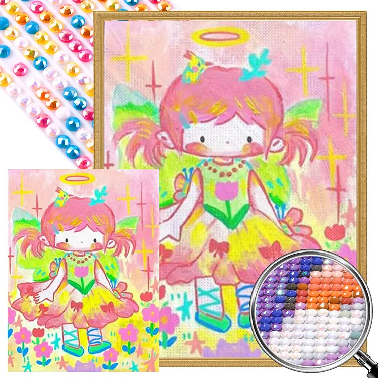 Cute Cartoon Girl 30*40CM (Canvas) Full AB Round Drill Diamond Painting gbfke