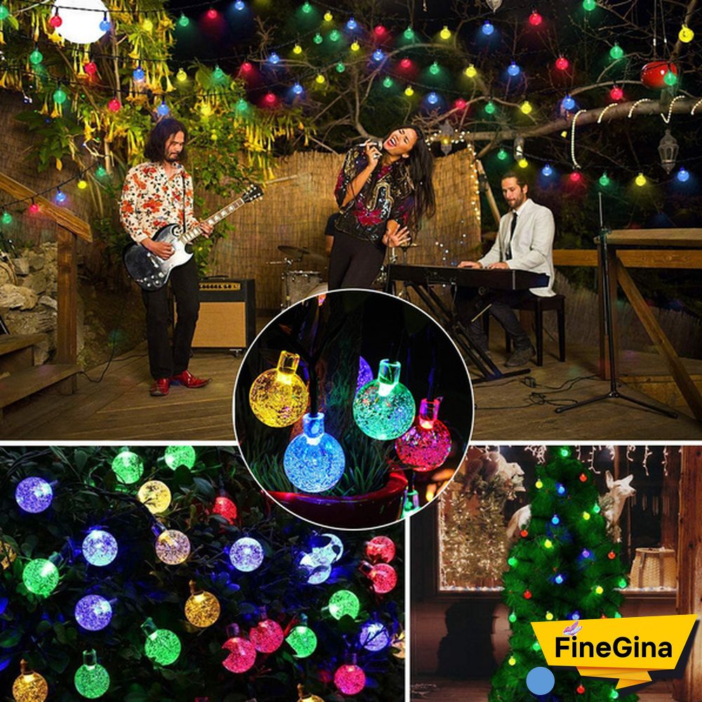 Solar String Lights Garden Outdoor String Lights Waterproof Crystal Ball Fairy Lights, Decoration Lighting for Home, Garden, Patio, Yard, Christmas