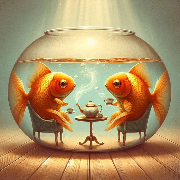 Goldfish In Fish Tank 30*30CM (Canvas) Full Round Drill Diamond Painting gbfke