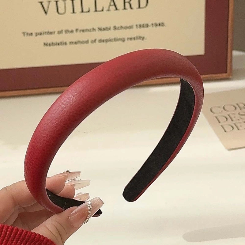 Casual Sweet Women’s Plaid Pu Leather Cloth Sequins Hair Band