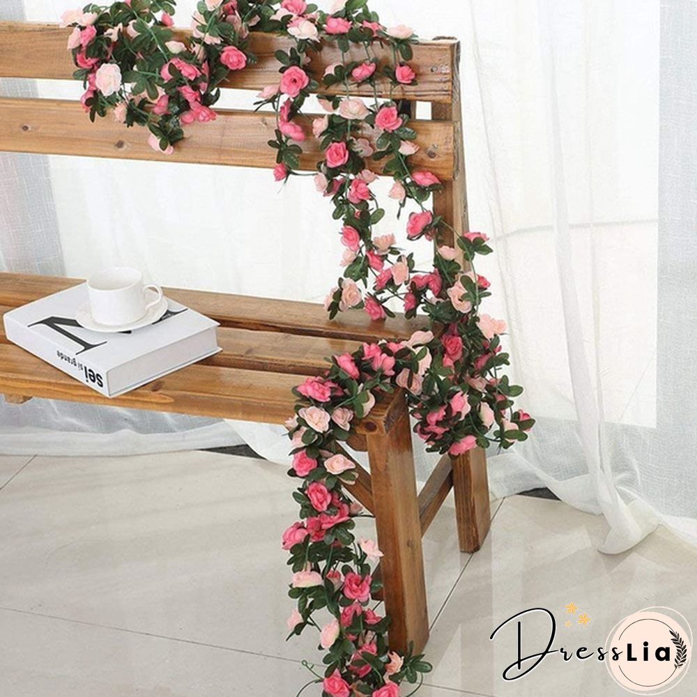 250Cm Rose Artificial Flowers Christmas Garland For Wedding Home Room Decoration Spring Autumn Garden Arch Diy Fake Plant Vine