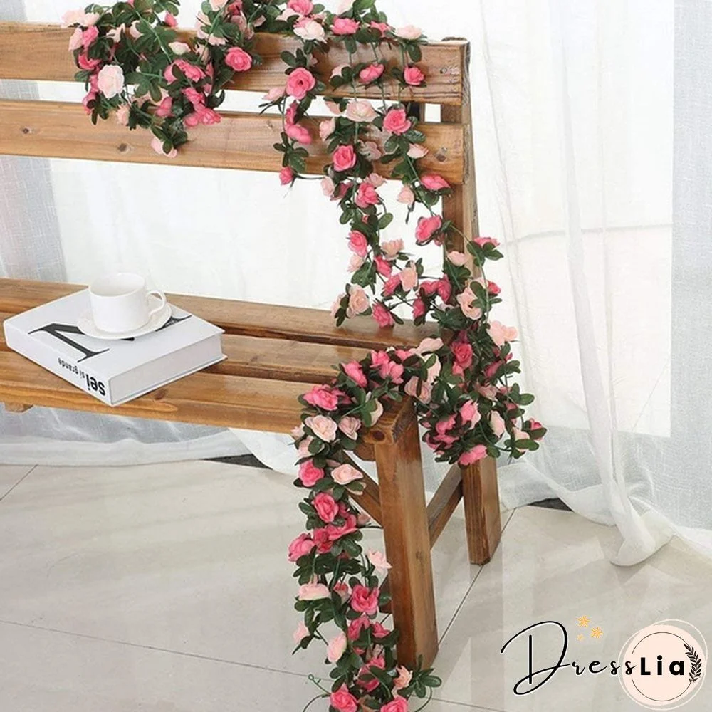 250Cm Rose Artificial Flowers Christmas Garland For Wedding Home Room Decoration Spring Autumn Garden Arch Diy Fake Plant Vine