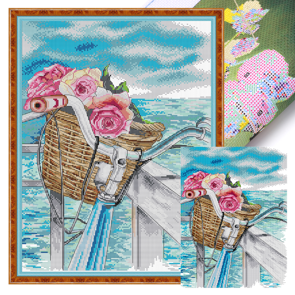 【Joy Sunday】Romance by the Sea Partial 14CT Pre-stamped Canvas(33*44cm) CrossStitch(backstitch)