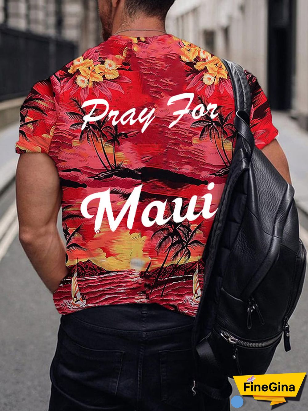 Men's Pray For Hawaii Maui Print T-Shirt
