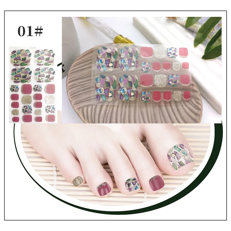 New Designs Full Cover Nail Stickers Fashion Flowers Nail Sticker Set Self Adhesive Manicure Decoracion Nail Strips-Nail Inspo