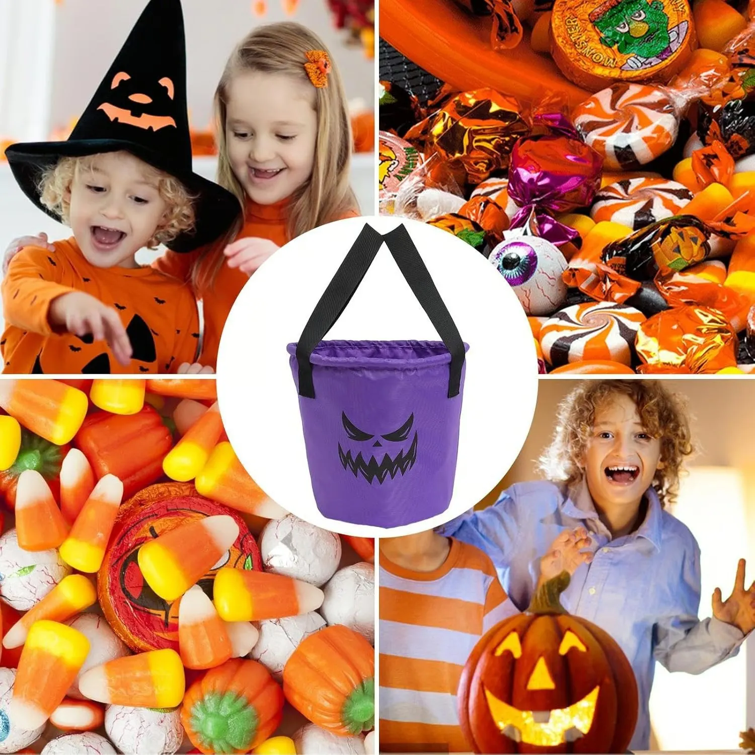 Halloween basket with LED safety glow