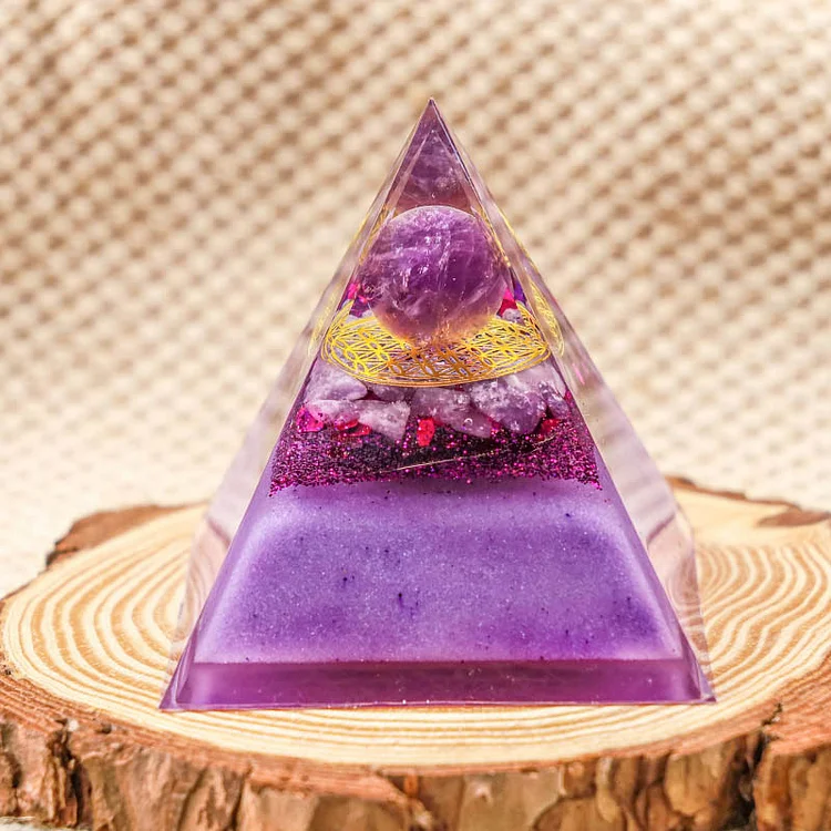 Amethyst Flower Of Life Healing Orgone Pyramid