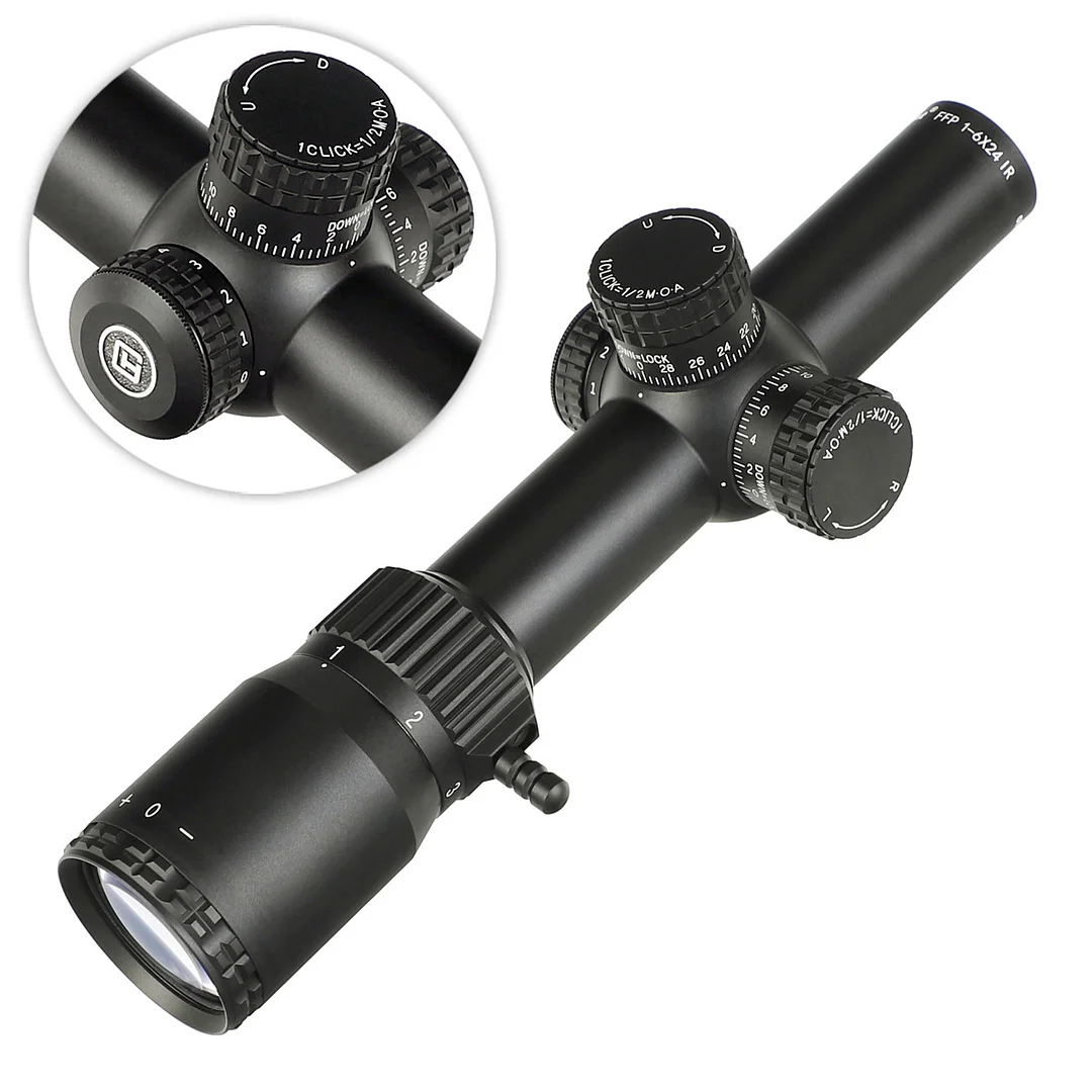 ohhunt® LR 1-6x24 FFP LPVO Scope,30mm Tube,11 Levels Red Illuminated,Horse's Hoof Reticle