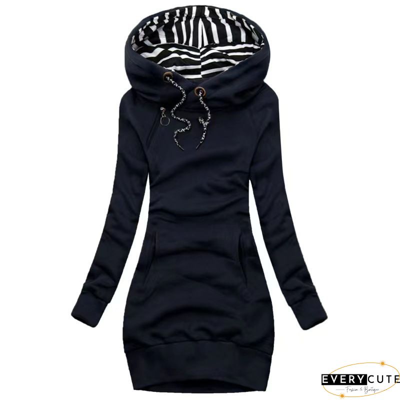 Autumn and Spring Womens Fashion Long Hoodie Slim Fit Dress Popular Hoodie Hooded Womens Long Sleeve Sweater Dress S-3XL