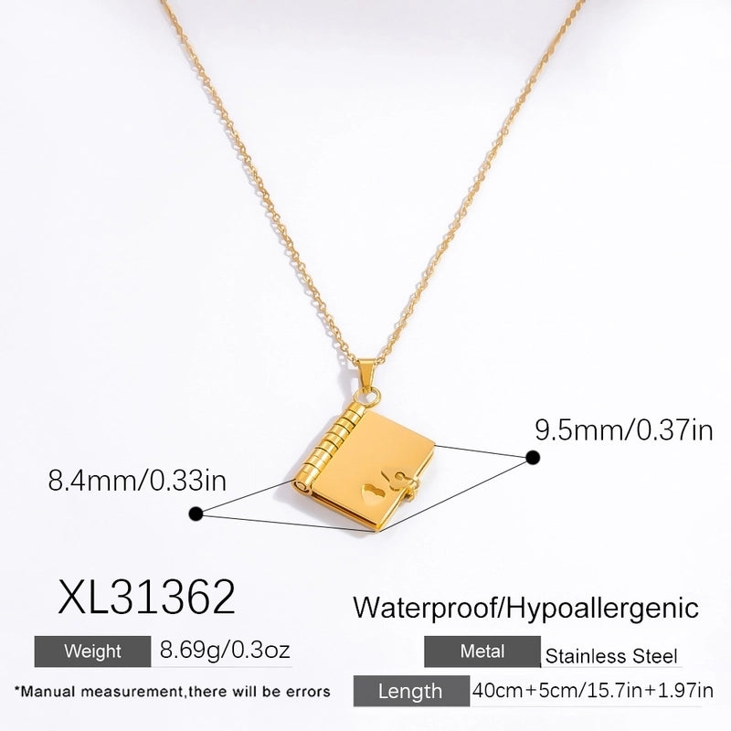 Vintage Style Classic Style Book Envelope Heart Shape Titanium Steel Plating Pendant Necklace
