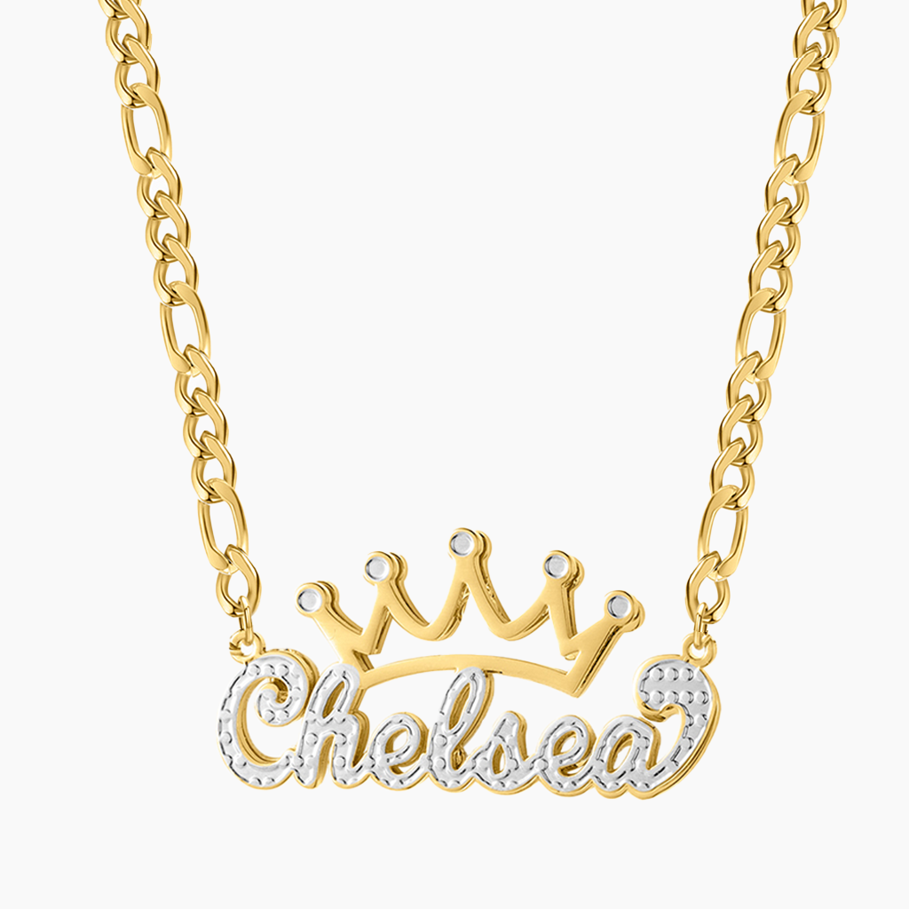 Silver Gold Double-Layer Crown Necklace