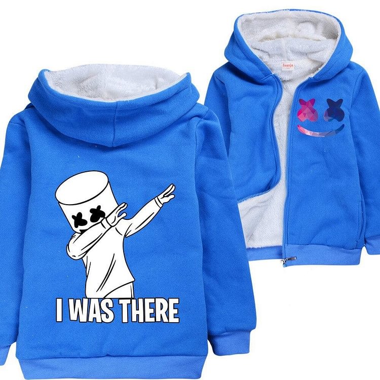 Mayoulove Dj Marshmello I Was There Print Boys Fleece Lined Zip Up Cotton Hoodie-Mayoulove