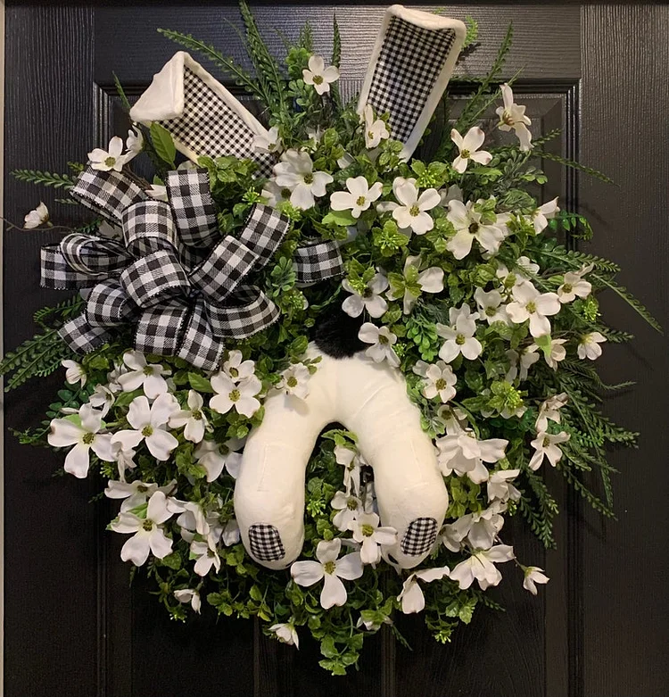 2022 New Easter Decoration - Buffalo check farmhouse wreath
