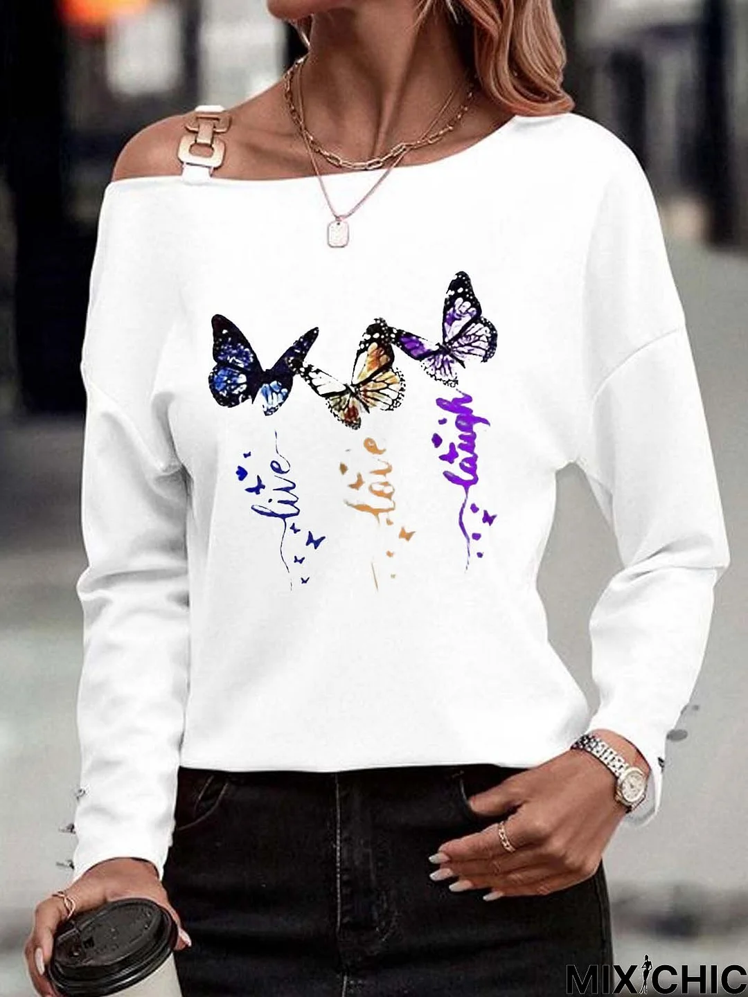 One Shoulder Casual Butterfly Top