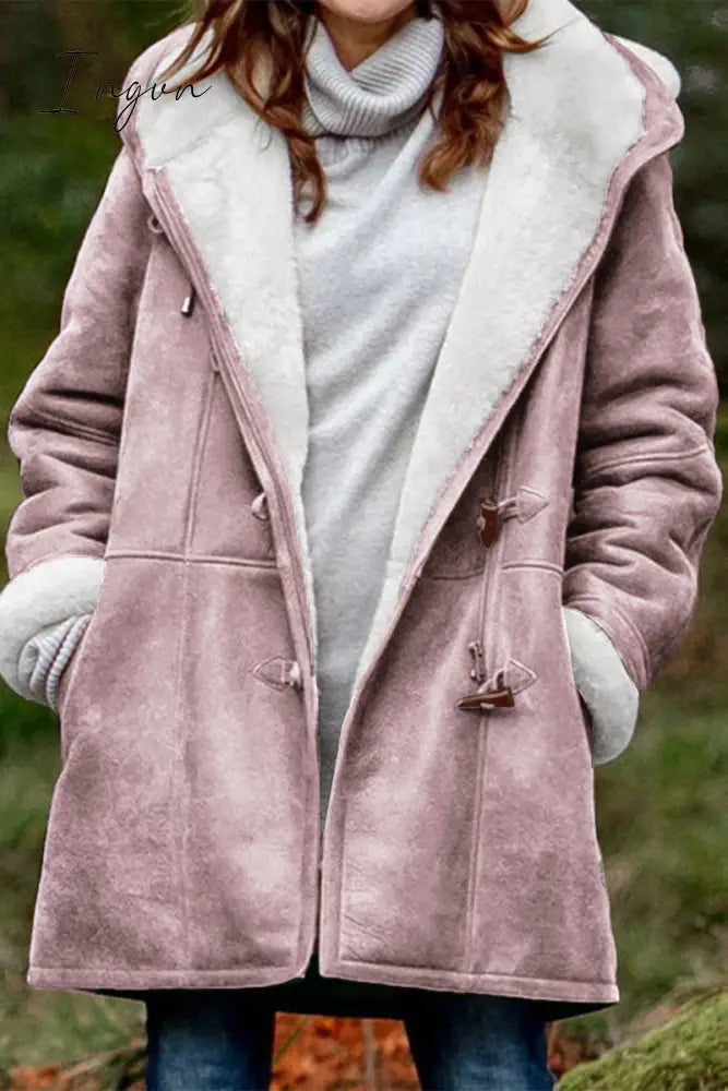 Ingvn - Casual Solid Patchwork Pocket Hooded Collar Outerwear(9 Colors) Pink / S Outerwear/Coats &