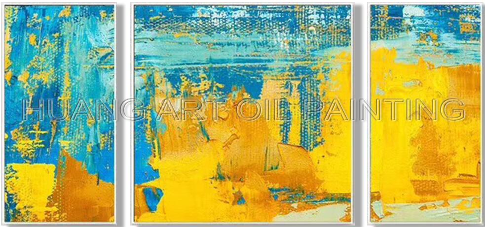 Pure Hand-painted Oil Painting on Canvas Modern Blue Yellow Abstract Art Picture Handmade Group of Oil Paintings for Room Decor