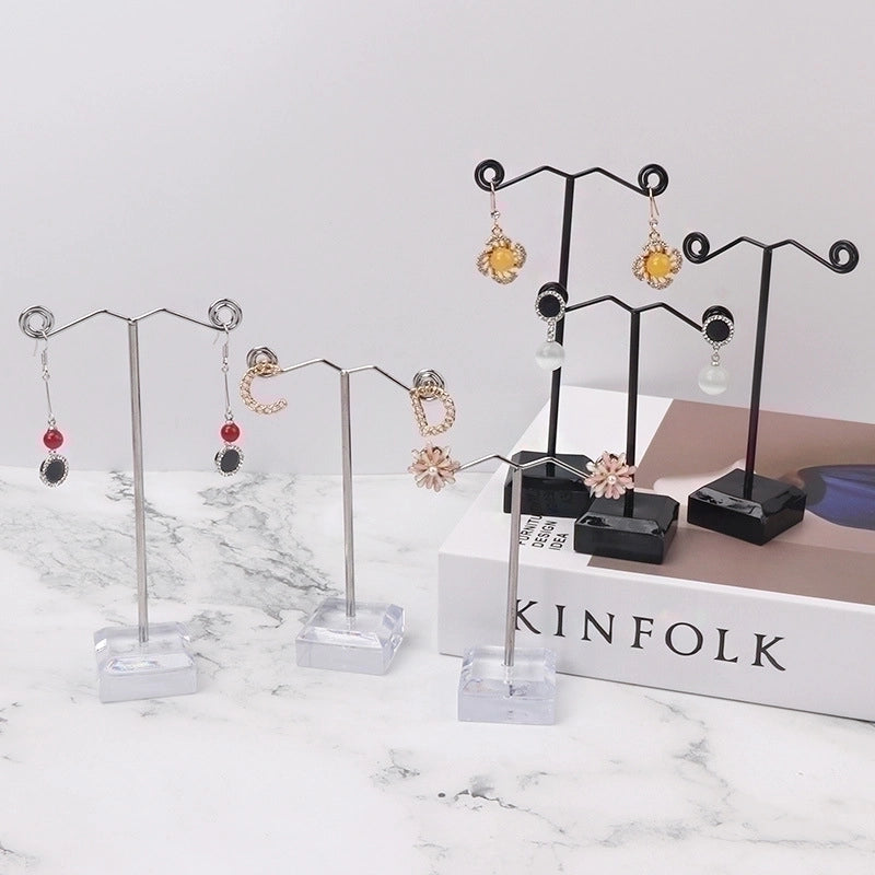 Minimalist T Shape Arylic Metal Jewelry Rack
