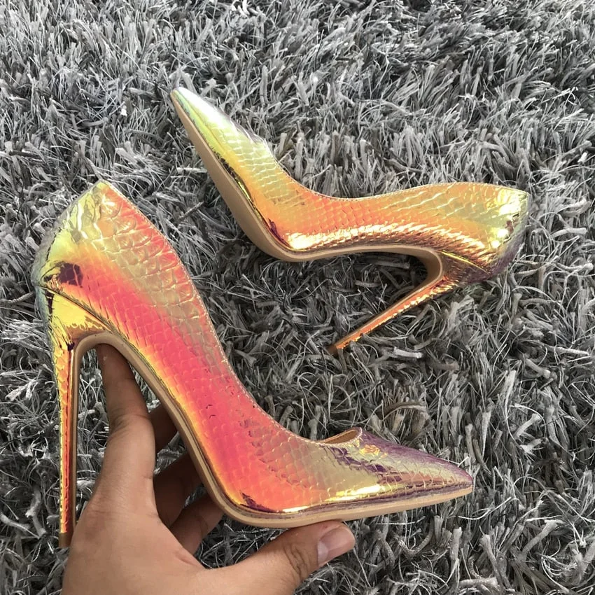 2019 Brand Women Pumps Snake Printing Shoes Woman Pointed Toe High Heels Shoes Luxury Designer Wedding Bridal Party Sexy Shoes