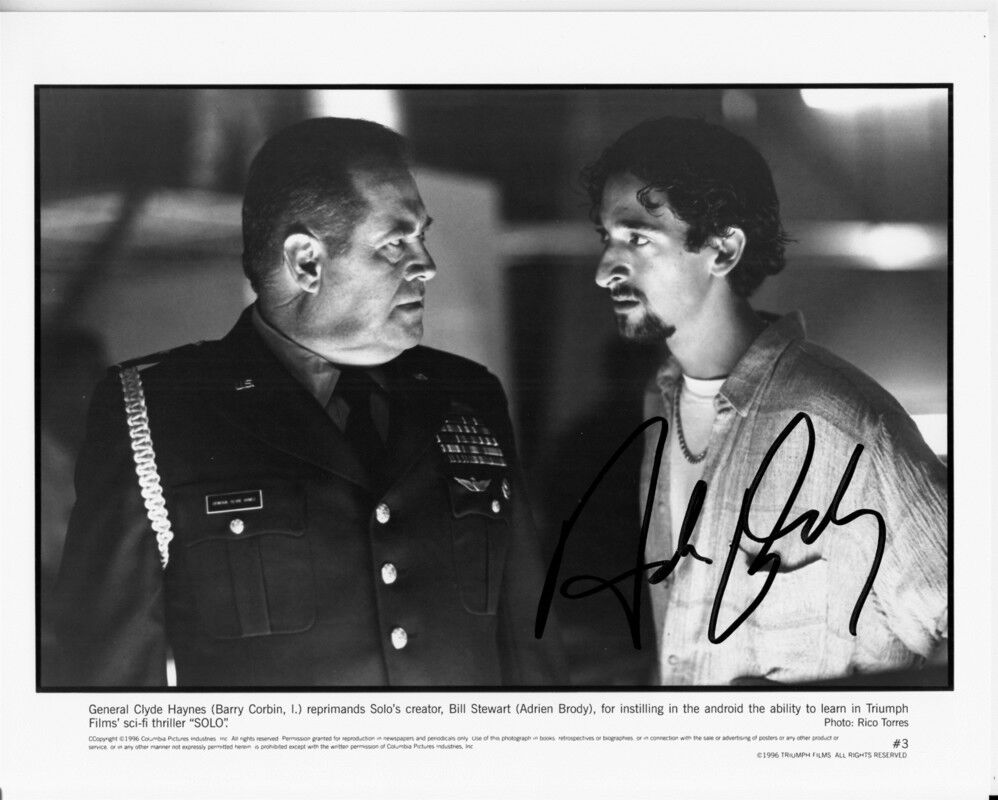 ADRIEN BRODY hand-signed SOLO 8x10 w/ uacc rd coa ORIGINAL 1996 STUDIO CLOSEUP