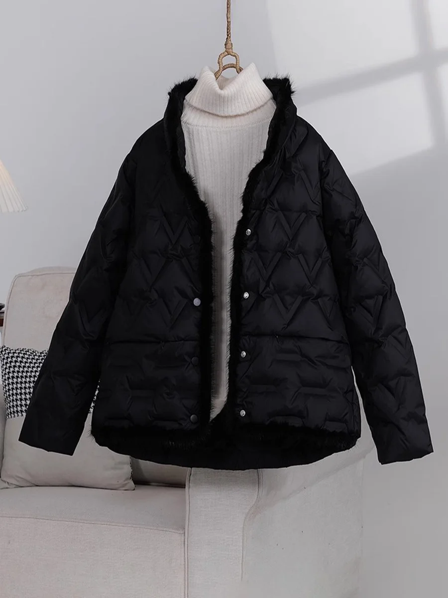 Woherb Mink Wool Down Jacket Female 2024 Winter Fashion New Chinese Style Design Feeling Pressure Glue Foreign Style Small White Duck Down Coat-Outfit Ideas