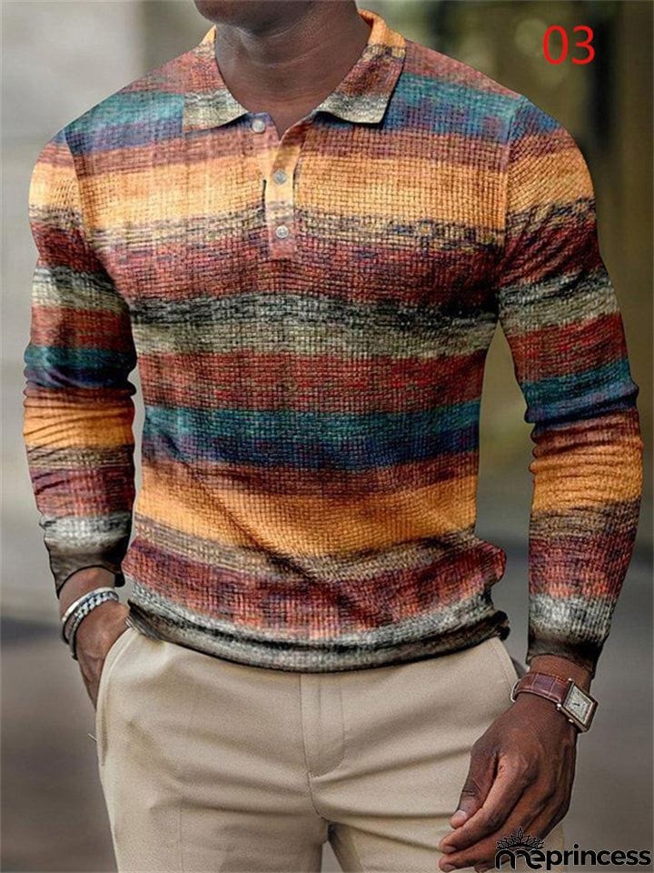 Vintage Fashion Men's Long Sleeve Polo Shirts