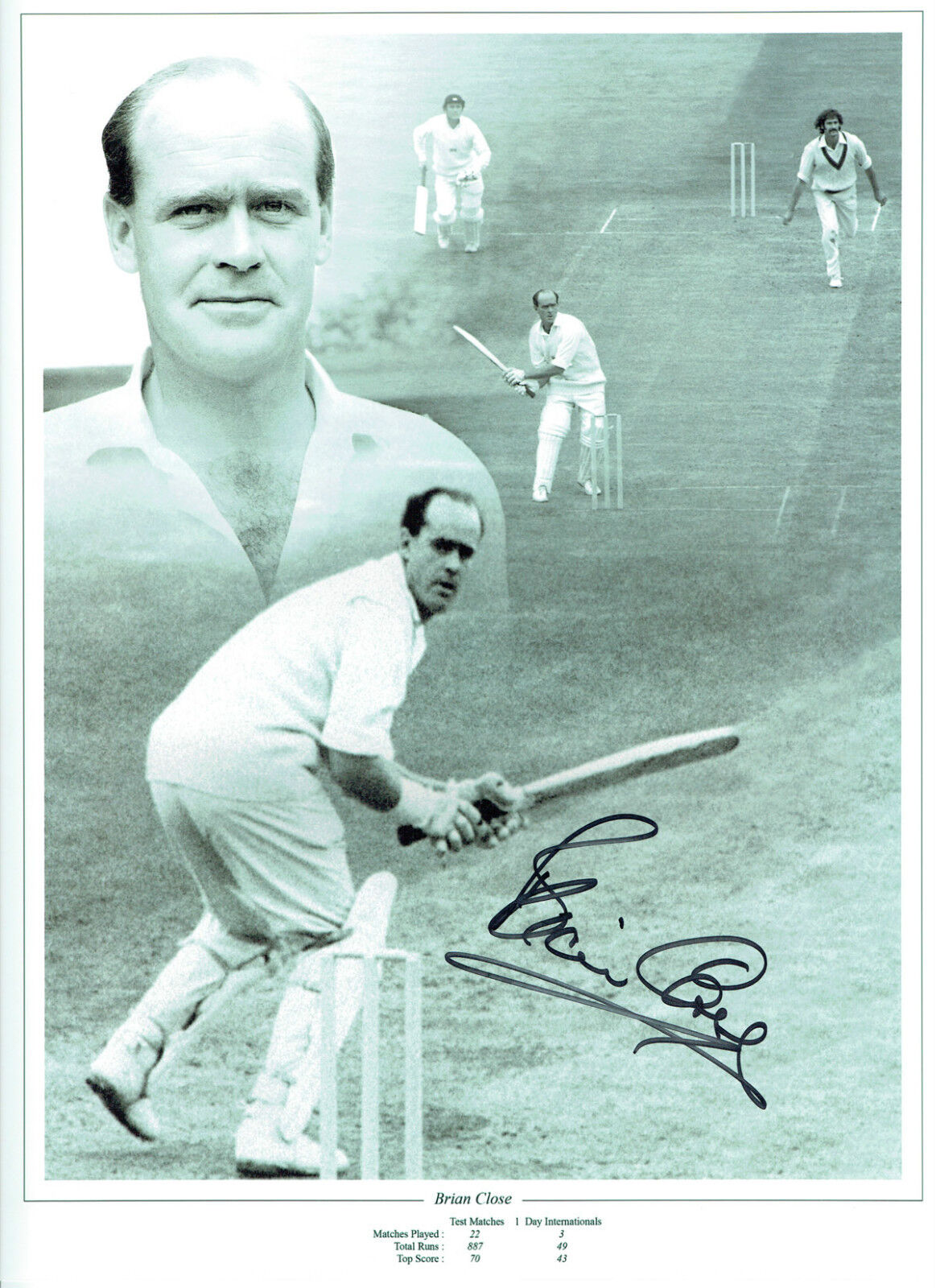 Brian CLOSE Signed Autograph 16x12 ENGLAND Cricket Montage Photo Poster painting AFTAL COA