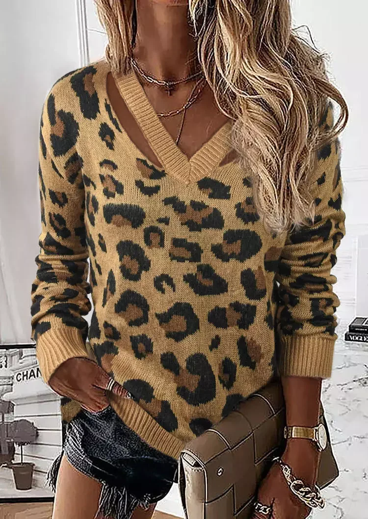 Out Leopard V-Neck Sweater