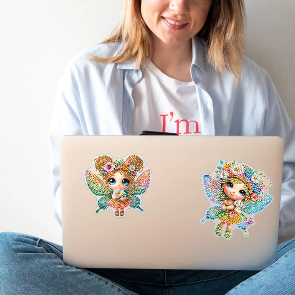 8Pcs 5D Diamond Painting Sticker Kit Diamond Art Stickers for Adults (Fairy)
