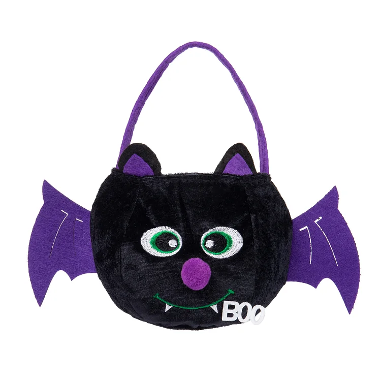 Bat-Personalized 1 Name Bat Halloween Tote Bags, Custom Kids Halloween Trick or Treat Candy Bags with Name