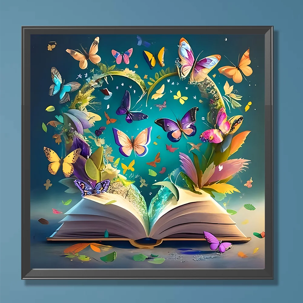 Diamond Painting - Full Round Drill - Butterfly Book(Canvas|30*30cm)
