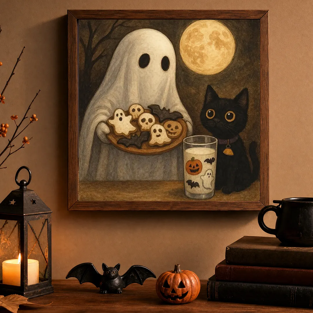 Halloween Ghost and Cat 5D DIY Full Square Drill Diamond Painting Kits for Adults Beginners Home Decor Diamonds Paintings Gem Art 35x35cm