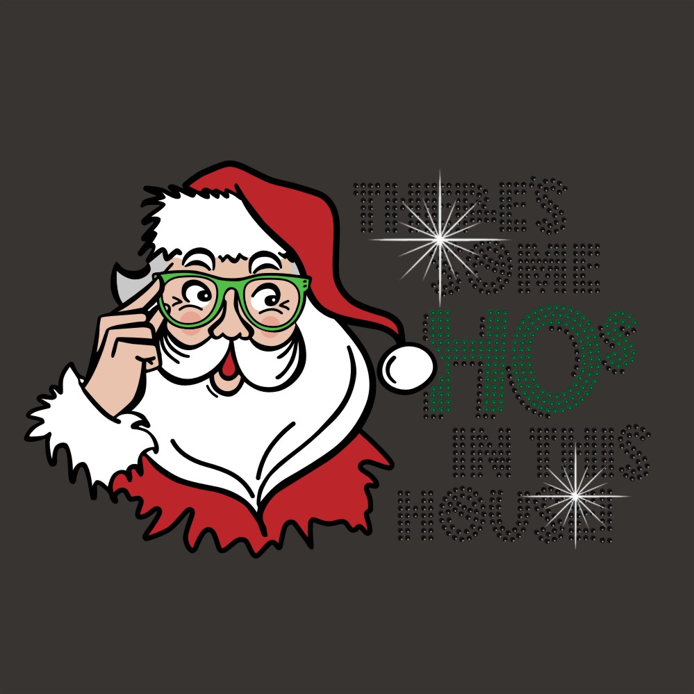 Creative Merry Christmas Printable PU and Rhinestone Iron-on Transfer