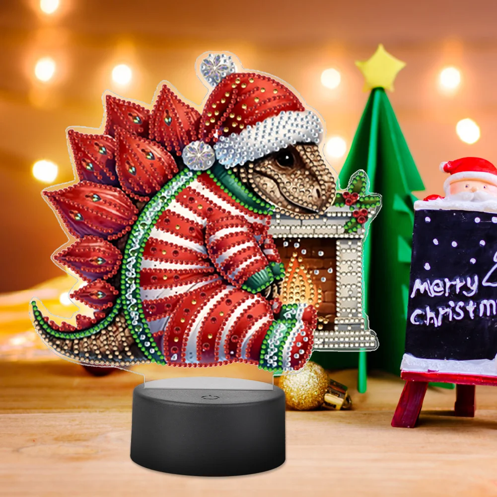 Acrylic Double Sided Butterfly Xmas Dinosaur Diamond Painting LED Night Light