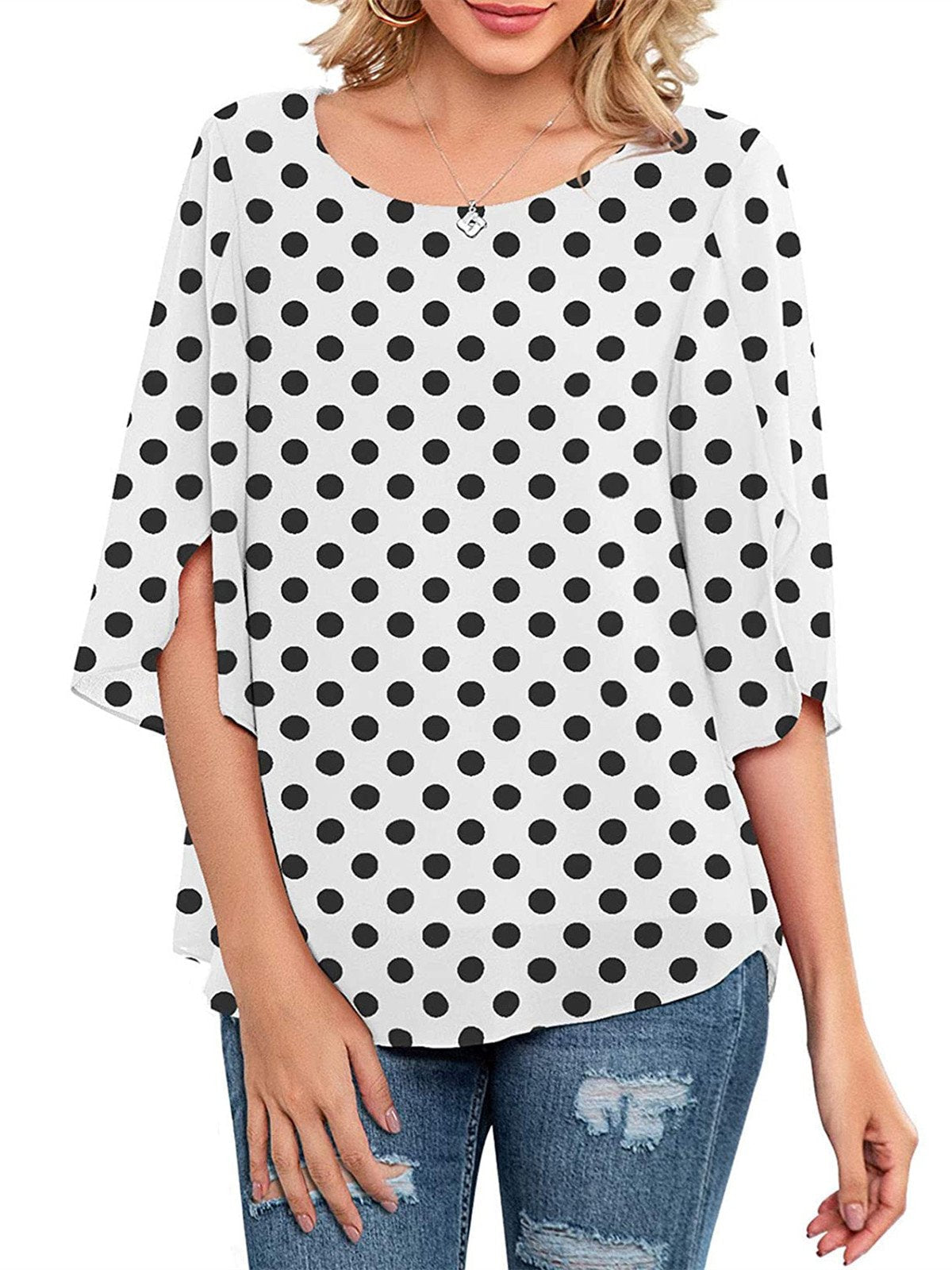 Women Half Sleeve V-neck Solid Color Dress