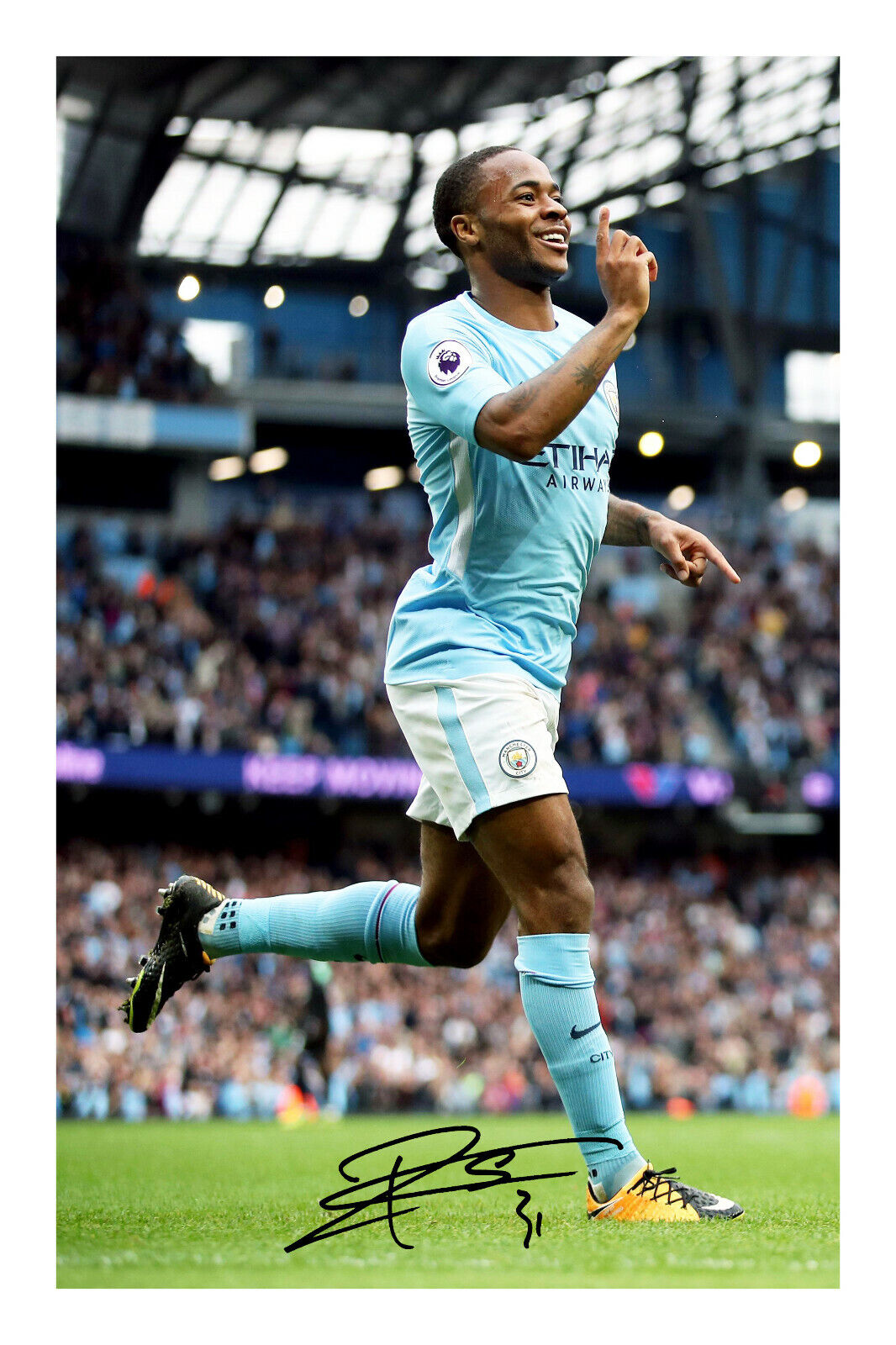 Raheem Sterling Signed A4 Photo Poster painting Print Autograph Manchester City