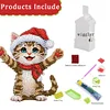Xmas Acrylic Shaking Head 5D DIY Diamond Art Tabletop Decorations for Home (Cat)
