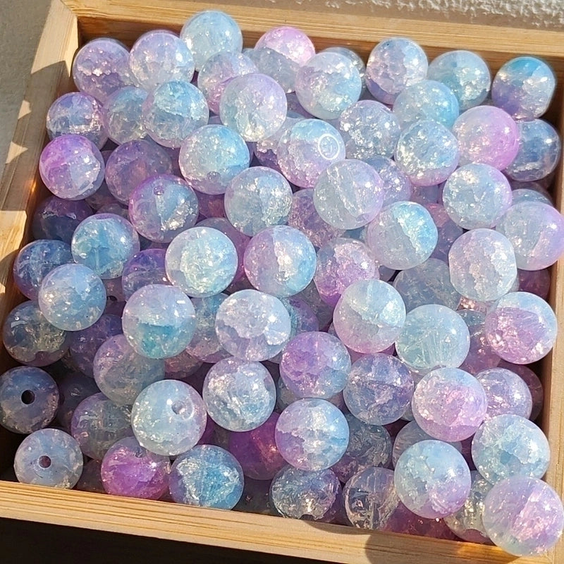 New 8/10mm Water Dyed Protein Jade Broken New Chinese Style Gold Sprinkling Glass Bead DIY Bracelet Ornament Straight Hole Beads Loose Beads