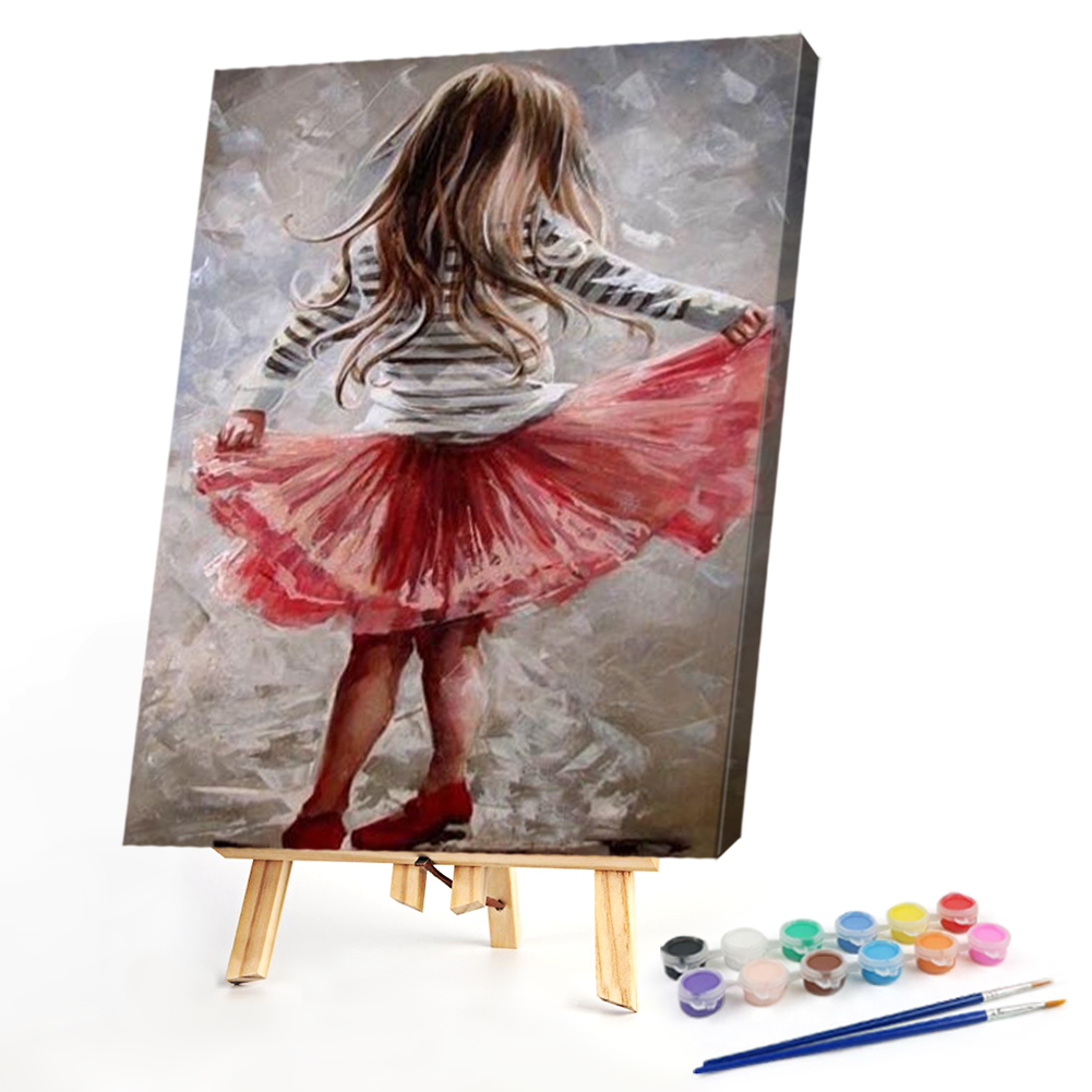 

40*50CM - Paint By Numbers - Girl in Pink Dress, 501 Original