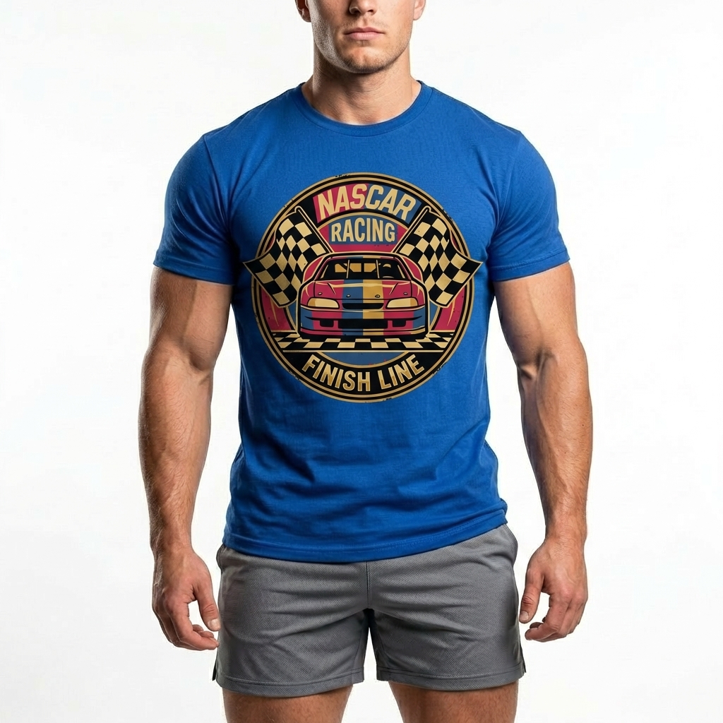  Men's American Racing-themed Casual Printed Short-Sleeved T-shirt Avantcool