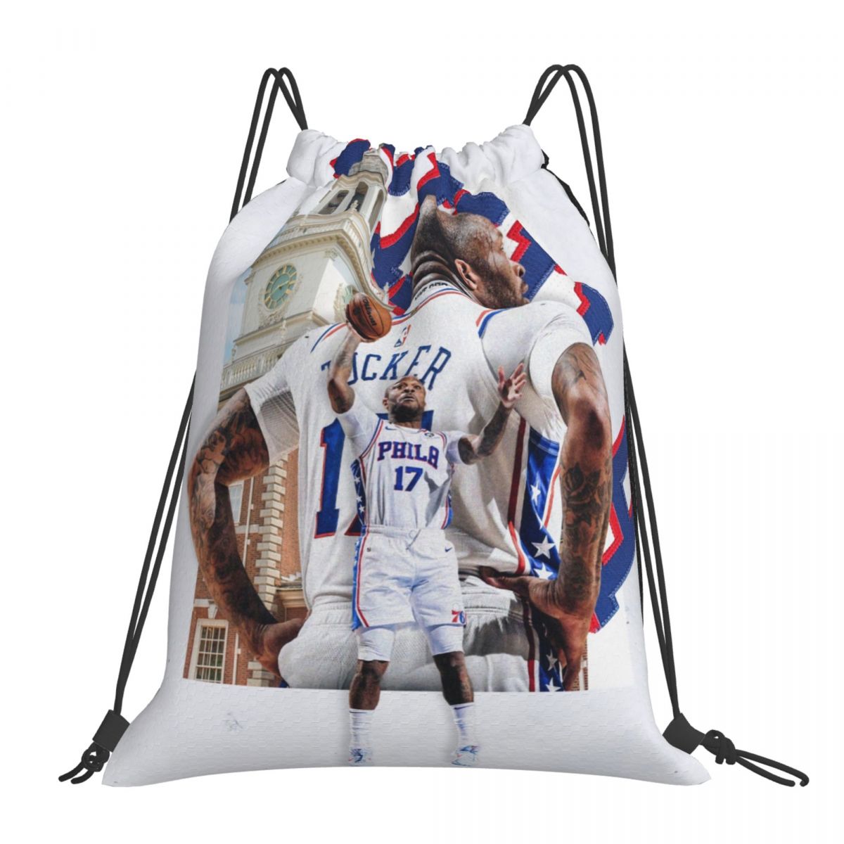 Philadelphia 76ers P. J. Tucker Drawstring Bags for School Gym