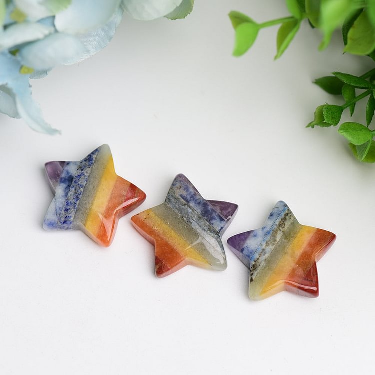 1.1" Chakra Star Crystal Carving