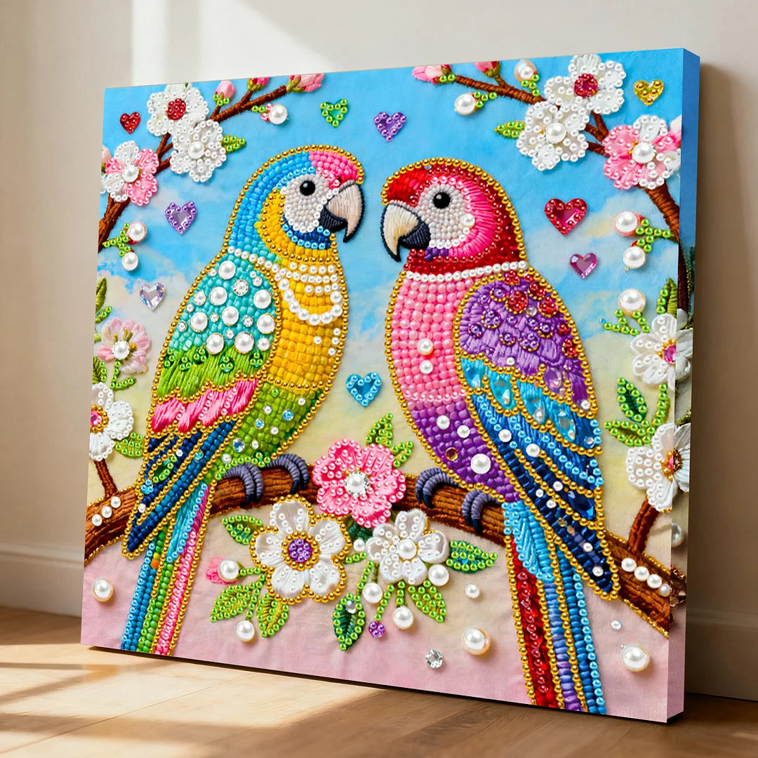 Two Birds Art Diamond Painting Kit for Adults Home Decor 25x25cm With Frame