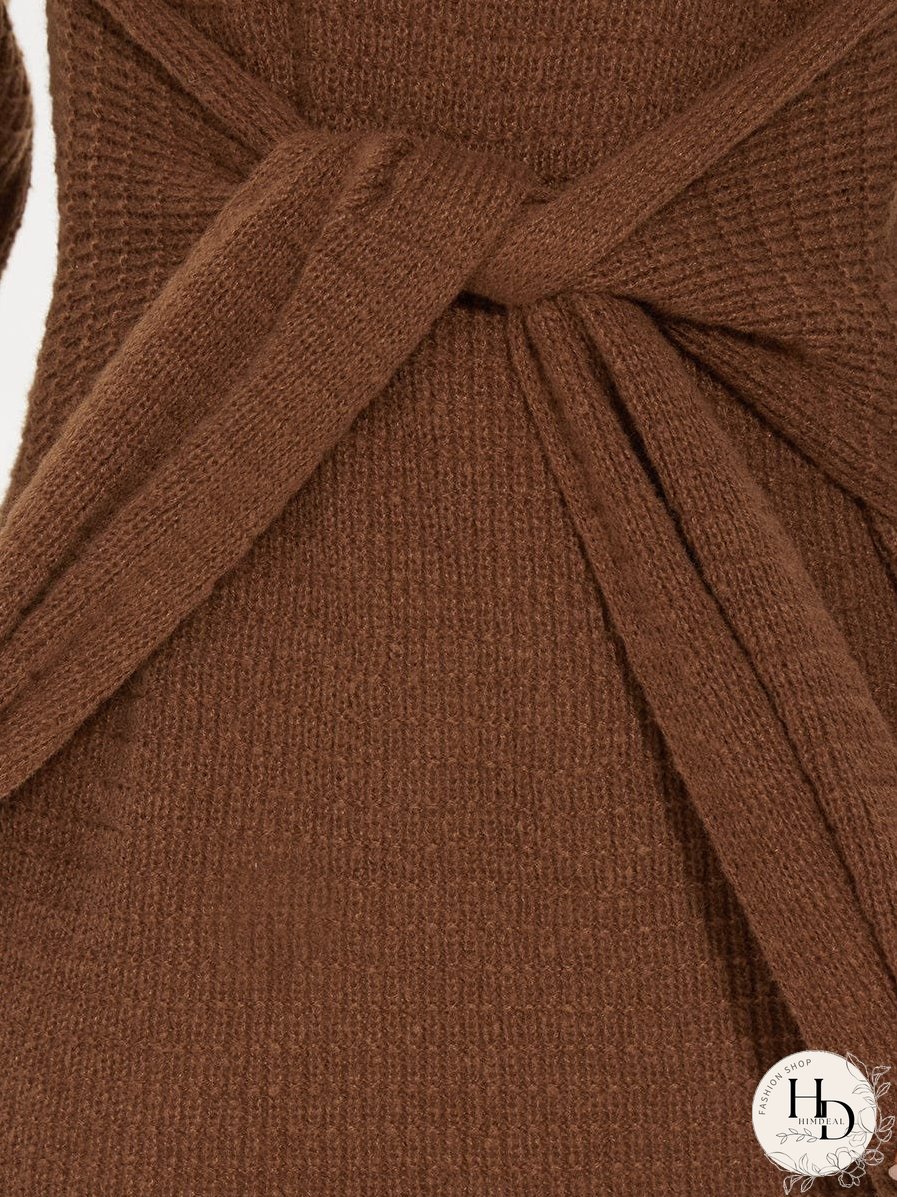 Fishtail Silhouette Sweater Dress With Belt