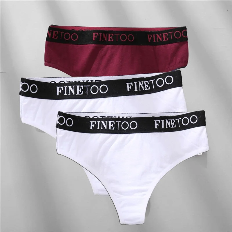 FINETOO 2/3PCS Cotton Sexy Underwear G-string Women M-XL Panties Fashion Letter Waist Femme 2021 Underpant For Woman Thong Girls