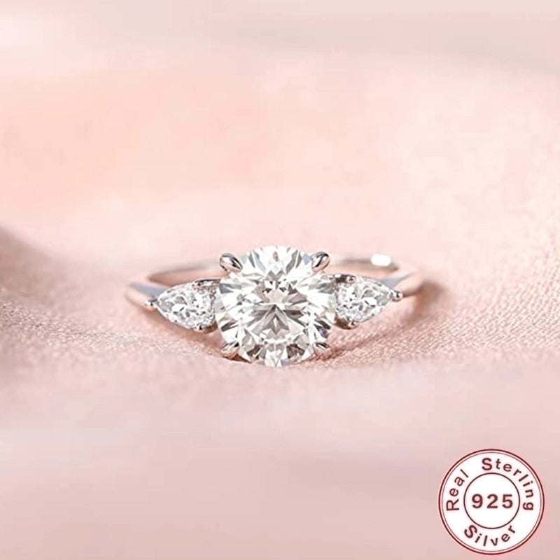 Sterling Silver Zircon Geometric Rings