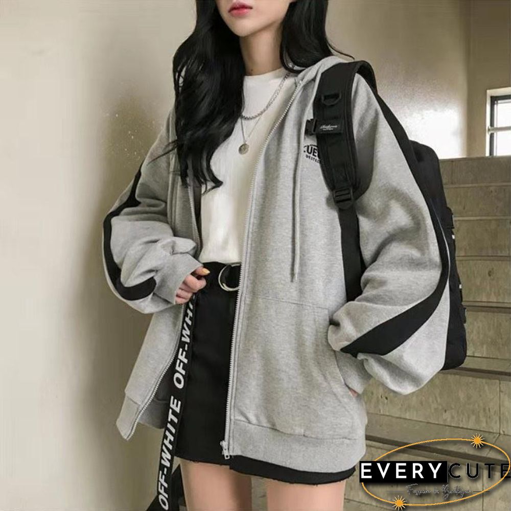 Harajuku Long Sleeve Oversized Hooded Sweatshirts Women Winter Vintage Clothes Woman Warm Thick Jacket Sweetshirt Zip Up Hoodies