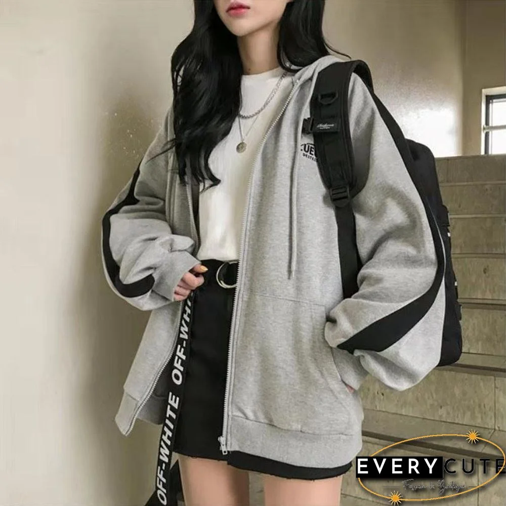 Harajuku Long Sleeve Oversized Hooded Sweatshirts Women Winter Vintage Clothes Woman Warm Thick Jacket Sweetshirt Zip Up Hoodies