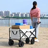 Collapsible Folding Utility Beach Cart Wagon Heavy Duty Large Capacity Fold Wagon Ourdoor Trolley Portable Garden Camping Cart
