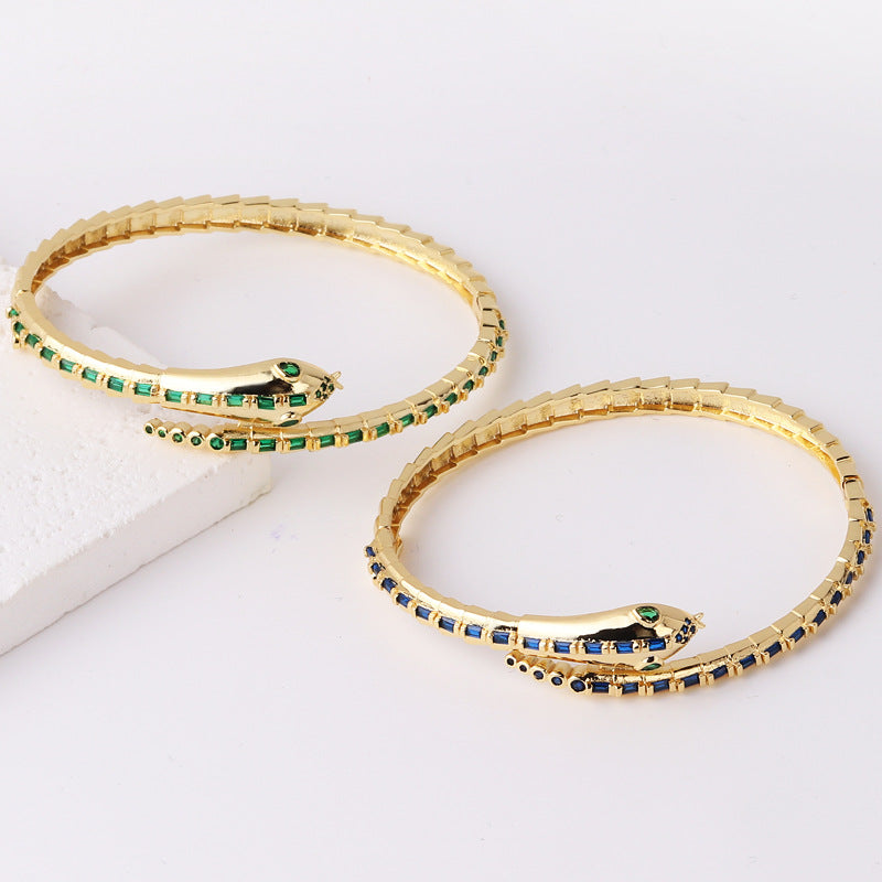Snake Snake Zircon Electroplating Bangles